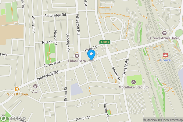 Map location for Nantwich Road, Crewe, Cheshire, CW2 6AW