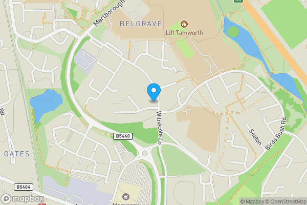 Map location for 414 Wilnecote Lane, Tamworth, Staffordshire, B77 2LG