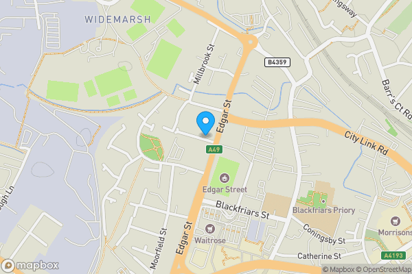 Map location for 18 Moor Street, Hereford, HR4 9LA