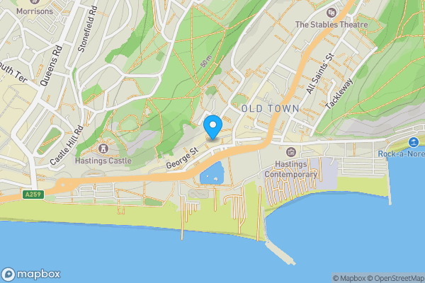 Map location for 11B George Street, Hastings, East Sussex, TN34 3EG
