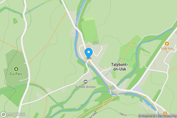 Map location for Talybont-on-usk, Brecon, Powys.