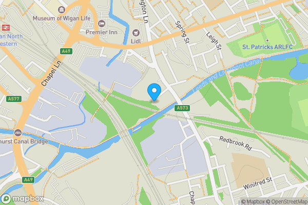 Map location for Land at canal view / Orrell street, Warrington road, Ince, Wigan, Wigan, WN1 3AQ