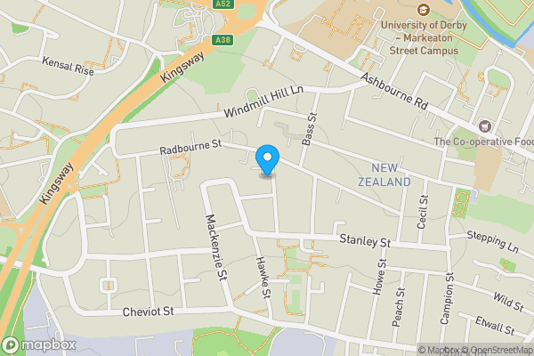 Map location for Flat 3, Granite House, 34A Heyworth Street, Derby, Derbyshire DE22 3DL