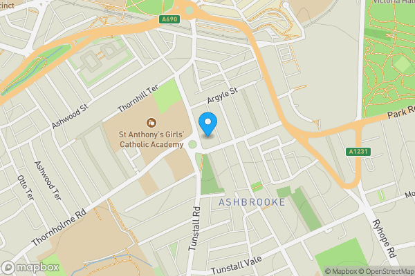 Map location for Flat B Ground Floor Back, 12 Claremont Terrace, Ashbrooke, Sunderland, Tyne and Wear SR2 7LB