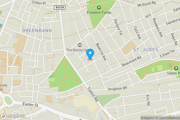 Map location for 45 Greenbank Avenue, St Judes, Plymouth, Devon PL4 8PU