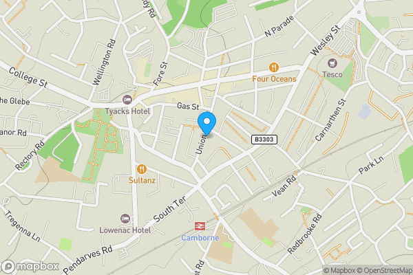 Map location for 26 Union Street, Camborne, TR14 8HG