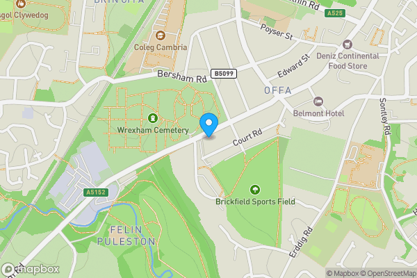 Map location for Land adjacent to 137 Ruabon Road, Wrexham, Wrexham LL13 7RB
