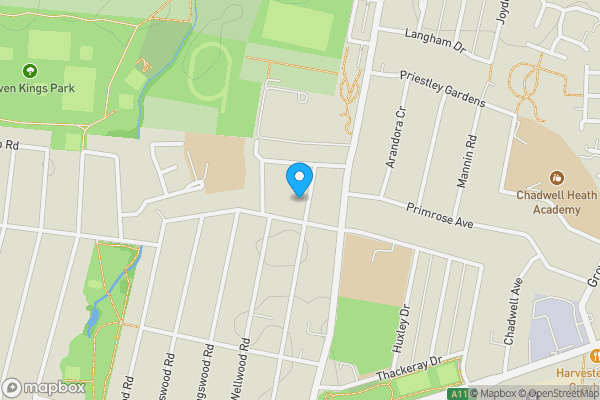 Map location for 57A Eastwood Road, Ilford, Essex, IG3 8UU