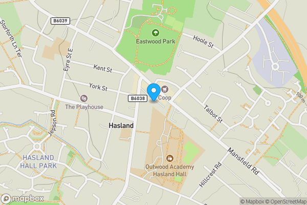 Map location for 12 Park View, Hasland, Chesterfield, Derbyshire S41 0JD