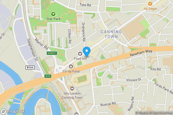 Map location for Flat 44, 12 Rathbone Market, Barking Road, Canning Town, London, E16 1GY