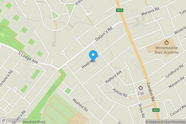 Map location for 83 Headcorn Road, Thornton Heath, Surrey, CR7 6JS