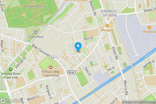 Map location for 58 Whitethorn Street, Bow, London, E3 4DB