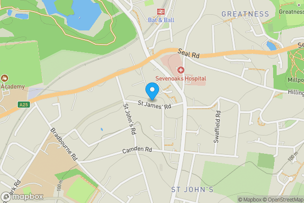 Map location for Land Rear Of 24 St. James's Road, Sevenoaks, Kent, TN13 3NQ