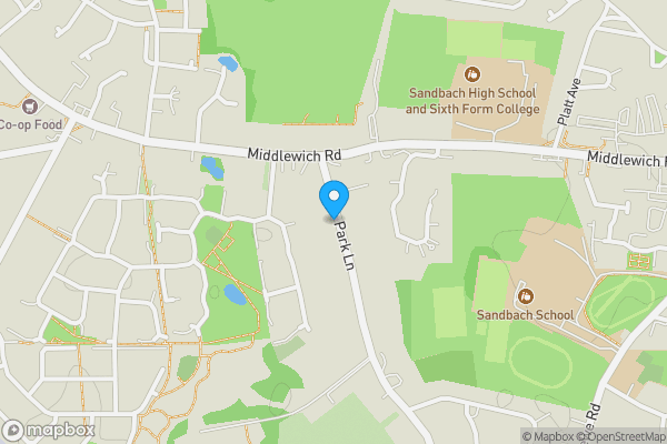 Map location for Abbeyfields, Off Park Lane, Sandbach, Cheshire, CW11 1EP