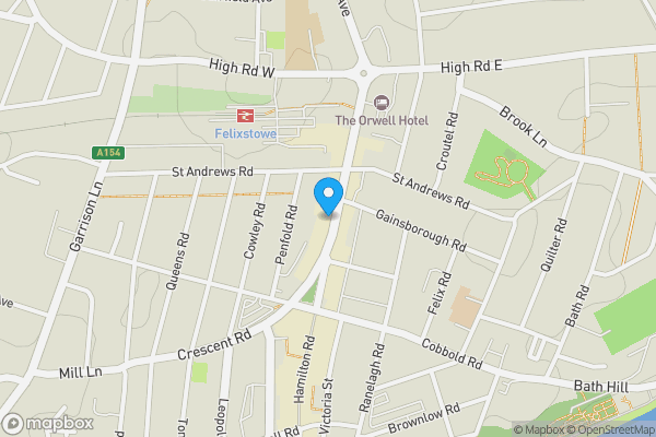 Map location for Residential Development to the rear 137 to 141 Hamilton Road, Felixstowe, Suffolk, IP11 7BL
