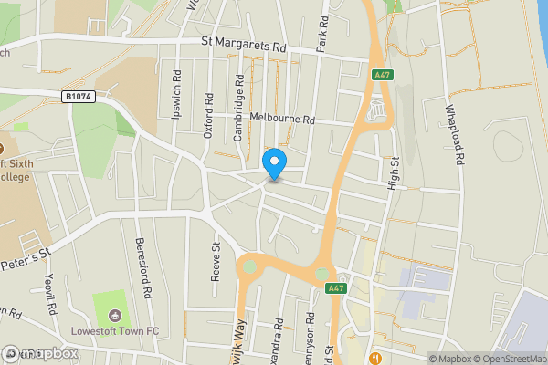 Map location for First and Last, Dove Street, Lowestoft, Suffolk NR32 1SZ