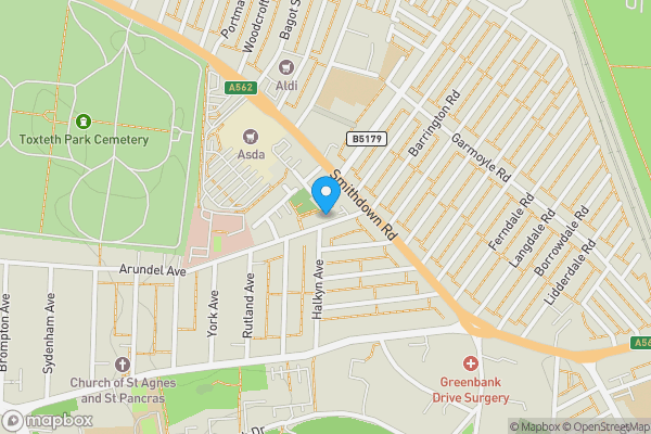 Map location for 105 Arundel Avenue, Liverpool, Merseyside, L17 2AT L17 2AT