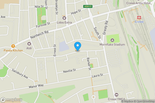 Map location for Bedford Street, CREWE, Cheshire, CW2 6JD