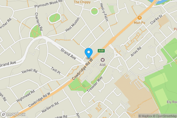 Map location for 128 Cowbridge Road West, Cardiff, CF5 5BT