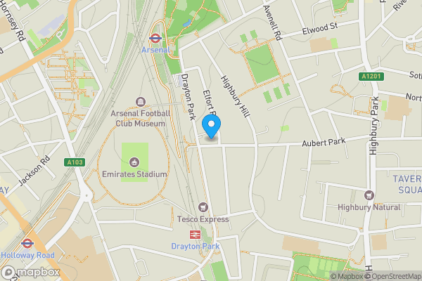 Map location for Ground Floor Flat, 74 Aubert Park, Highbury, London, N5 1TS