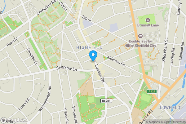 Map location for 232 London Road, Sheffield, South Yorkshire, S2 4LW