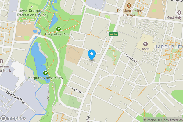 Map location for Oak Bank, Harpurhey, Greater Manchester, M9