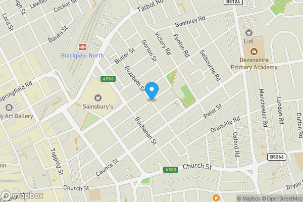 Map location for Elizabeth Street, Blackpool, Lancashire, FY1