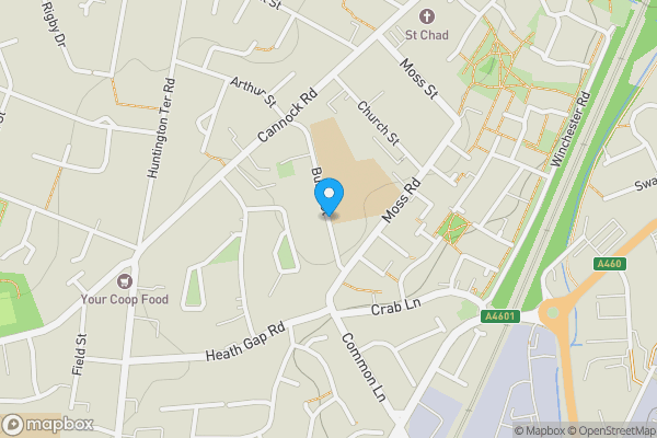 Map location for Burns Street, CANNOCK, Staffordshire, WS11 6DR