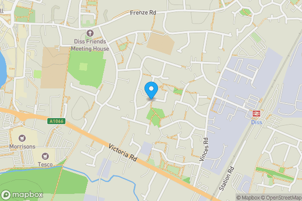 Map location for Coleridge Road, DISS, Norfolk, IP22 4PZ