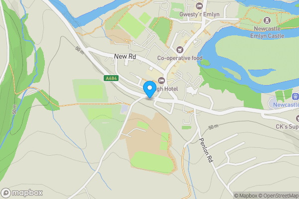 Map location for Glaziers Row, Newcastle Emlyn, SA38 9HJ