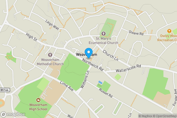 Map location for Tesco Express, 21 and 23 Northwich Road Weaverham Northwich Cheshire CW8 3EU