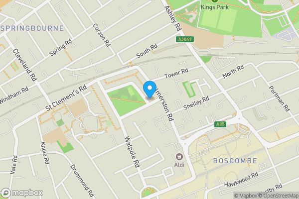 Map location for 36 Churchill Road, Bournemouth, Dorset, BH1 4ES
