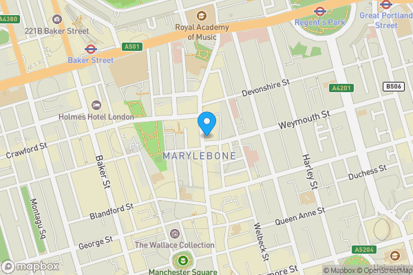 Map location for Flat 4 Strathray House, 30 Marylebone High Street, London, W1U 4PN