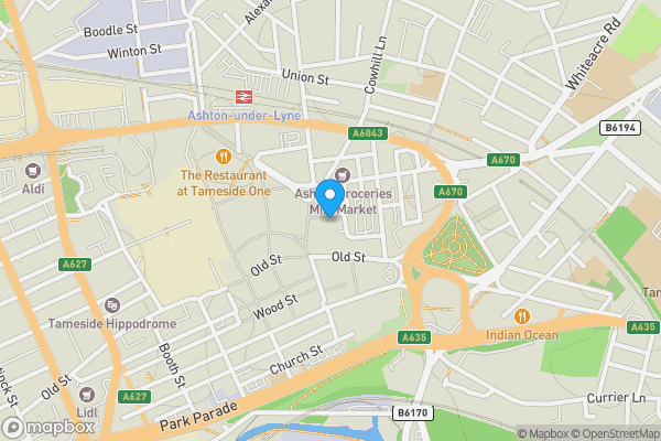 Map location for 9 Fletcher Street, Ashton-under-Lyne,  OL6 6BY