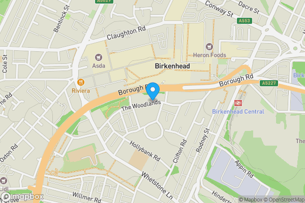 Map location for 53-55 The Woodlands, Birkenhead, Merseyside, CH41 2SJ