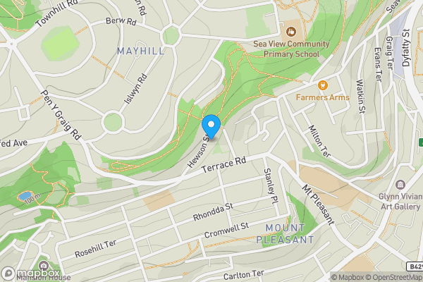 Map location for 43 Hewson Street, Mount Pleasant, Swansea, West Glamorgan, SA1 6HS