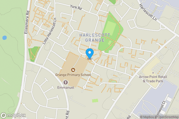 Map location for 57 York Road, Harlescott Grange, Shrewsbury, Shropshire SY1 3QU