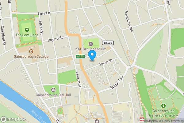 Map location for 13, 14, 15 & 16 Carlisle Mews, Gainsborough, Lincolnshire, DN21 2HW