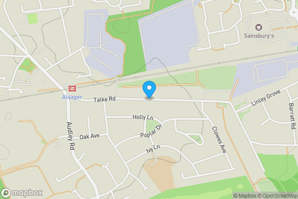 Map location for Talke Road, Alsager