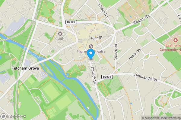 Map location for Cameron House & Cameron Lodge, 33 Church Street, Leatherhead, Surrey, KT22 8EQ