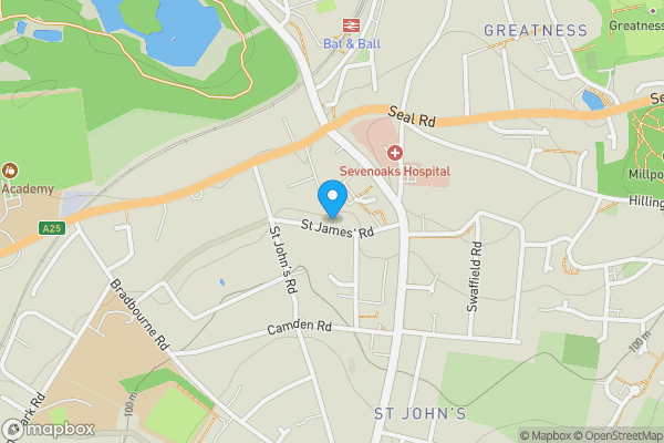Map location for Land Rear Of 24 St. James's Road, Sevenoaks, Kent, TN13 3NQ
