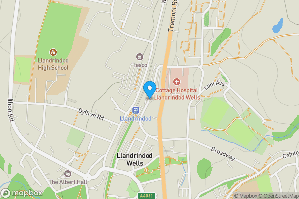 Map location for Flat 1 Commerce House, Station Crescent, Llandrindod Wells, Powys, LD1 5BD