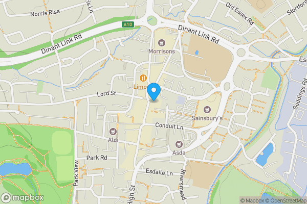 Map location for 120-122 High Street Hoddesdon Hertfordshire EN11 8HD
