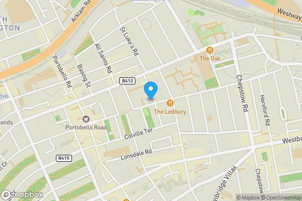 Map location for Flat F, 40 Powis Square, Kensington and Chelsea, London, W11 2AY