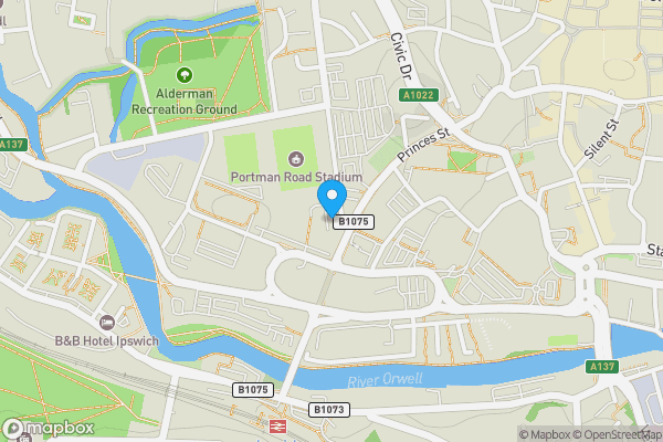 Map location for 105A Churchman House, Portman Road, Ipswich, Suffolk IP1 2BN