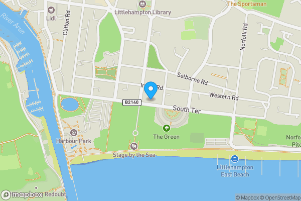 Map location for Flat 6, 53 South Terrace, Littlehampton, West Sussex BN17 5LE