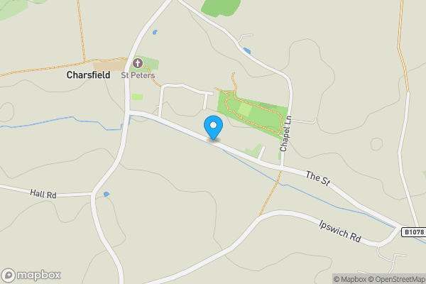Map location for Charsfield Baptist Hall, The Street, Charsfield, Suffolk, IP13 7PY