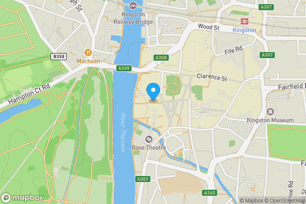Map location for 1 Kings Passage, Kingston upon Thames, KT1 1AQ