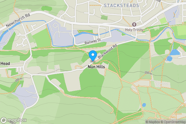 Map location for Land At Blackwood Road (Plot 2), Stacksteads, Bacup, Lancashire OL13 0QA