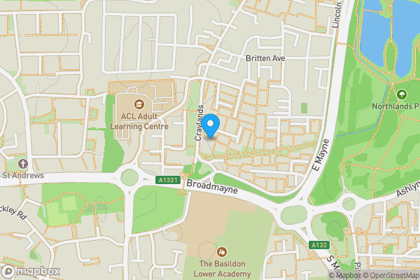 Map location for 46 Craylands, Basildon, Essex, SS14 3RH